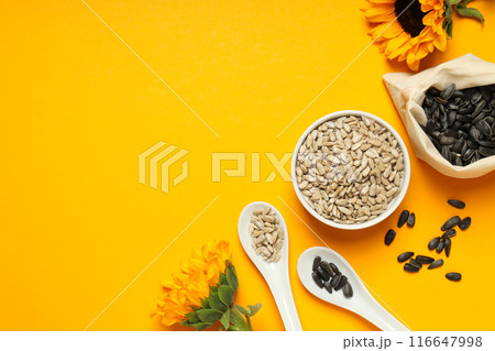Sunflower seeds, concept of tasty snack, concept of harvest 116647998