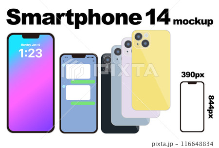 スマートフォン14のモックアップセット スマートフォン14のモックアップセット 116648834