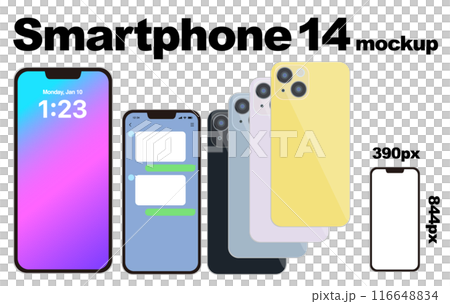 スマートフォン14のモックアップセット スマートフォン14のモックアップセット 116648834