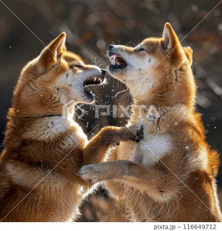 カメラを見つめる柴犬 116649712