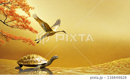 鶴と亀,長寿と正月のシンボル,Generative AI,AI画像 鶴と亀,長寿と正月のシンボル,Generative AI,AI画像 116649826