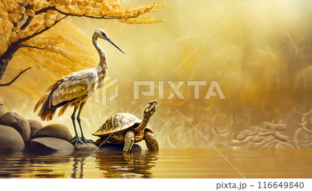 鶴と亀,長寿と正月のシンボル,Generative AI,AI画像 鶴と亀,長寿と正月のシンボル,Generative AI,AI画像 116649840