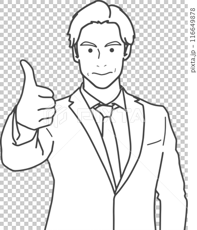 Businessman giving a good sign (line drawing) Businessman giving a good sign (line drawing) 116649878