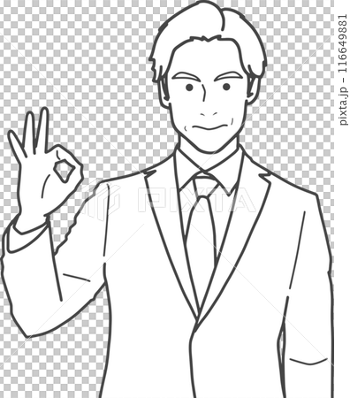 Businessman making an OK sign (line drawing) 116649881