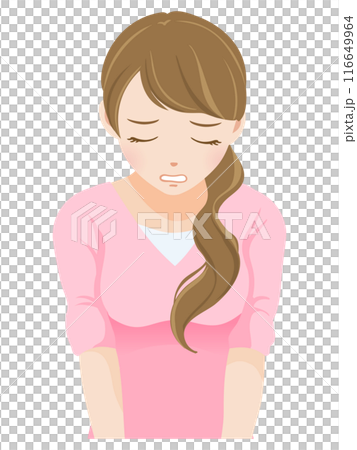 Disappointed young woman sighing Disappointed young woman sighing 116649964