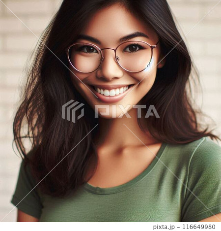 眼鏡をかけた若い女性 116649980