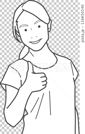 Woman giving a good sign (line drawing) Woman giving a good sign (line drawing) 116650140