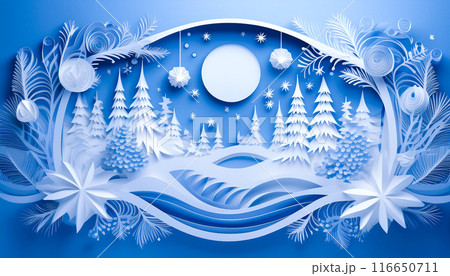 ペーパークラフト風のクリスマスイメージ,Generative AI,AI画像 116650711