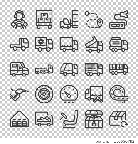 Trucking logistics icon set 116650792