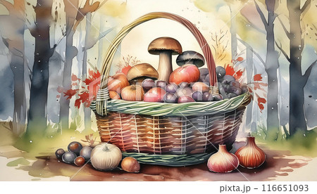 秋の野菜のイラスト,秋の味覚,Generative AI,AI画像 116651093