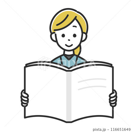 本を読んで学ぶ女性のイラスト 116651649