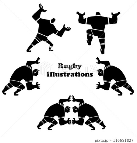 ラグビー選手の全身のシルエットイラストセット 116651827
