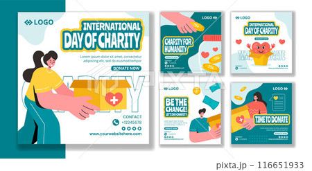 Day of Charity Social Media Post Flat Cartoon Hand Drawn Templates Background Illustration Day of Charity Social Media Post Flat Cartoon Hand Drawn Templates Background Illustration 116651933