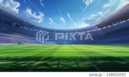 Empty Stadium Under Blue Sky Empty Stadium Under Blue Sky 116652035