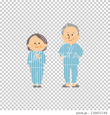 健康診断を受けるシニアカップル　かわいいイラスト 116652149