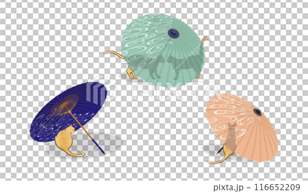 貓咪在裝飾著日本傳統圖案「流水」的日本傘下休息 貓咪在裝飾著日本傳統圖案「流水」的日本傘下休息 116652209