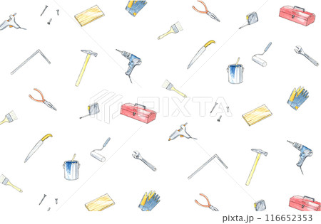 DIY道具の水彩イラストの背景 116652353