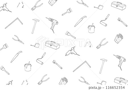 DIY道具の線画の背景 116652354