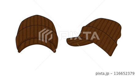 ニット帽 (ニットキャップ) ベクターテンプレートイラスト ニット帽 (ニットキャップ) ベクターテンプレートイラスト 116652379