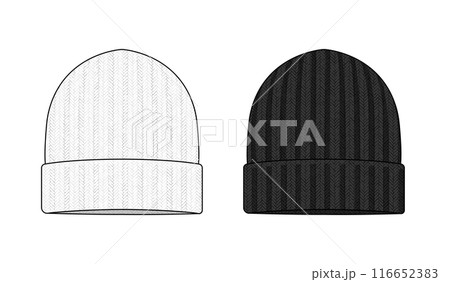 ニット帽 (ニットキャップ) ベクターテンプレートイラスト 116652383