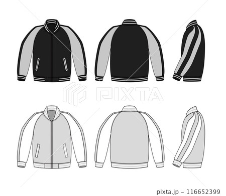 スカジャン (スタジャン) テンプレートイラスト (フロント・バック・サイド) スカジャン (スタジャン) テンプレートイラスト (フロント・バック・サイド) 116652399