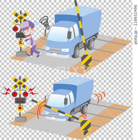 交通安全＜踏切での車の故障や閉じ込め・トラックドライバー（男性）＞ 116652498