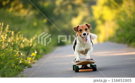 スケートボードに乗る犬(AI生成画像) スケートボードに乗る犬(AI生成画像) 116652805