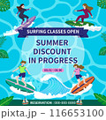 banner for summer surfing with summer vacation. 116653100