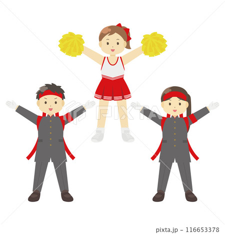 応援団のイラスト（赤組） 116653378