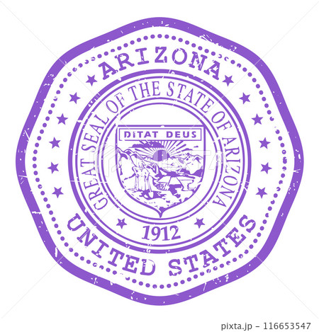 Arizona state stamp with seal, USA travel stamp, shabby postmark of Arizona, vector Arizona state stamp with seal, USA travel stamp, shabby postmark of Arizona, vector 116653547