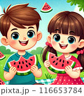 スイカを食べる子供 116653784