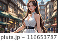 街を歩くドレスを着た女性 116653787