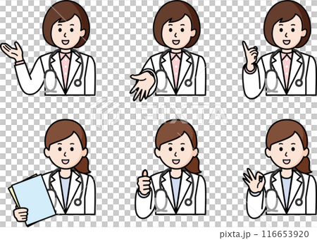 6 個上半身姿勢套裝：女醫生 116653920