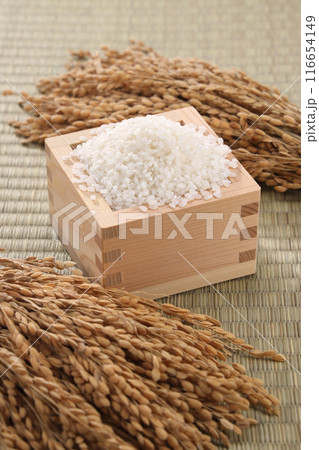 枡に盛られた白米 116654149