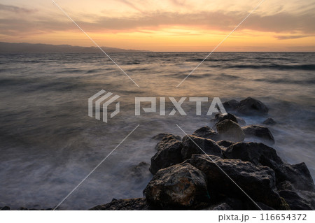 Mediterranean sunset spring evening on the island of Cyprus 116654372