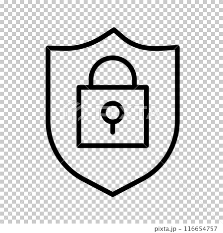 保護を表すアイコン。盾の中に南京錠があります。 116654757