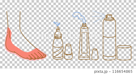 腳氣治療：如何使用腳氣藥（軟膏、液體、噴霧）的插圖集 116654865