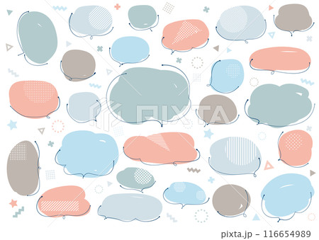 ボールペンの吹き出しセット　夏の色　文字なし 116654989