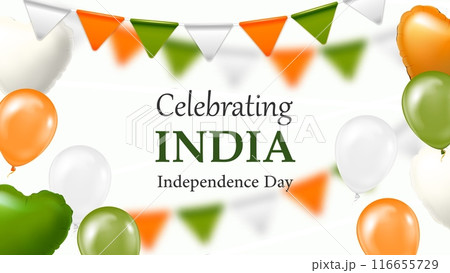 Indian Independence Day realistic balloons.  116655729