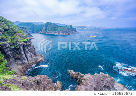 【静岡県】石廊崎の景観と観光船 【静岡県】石廊崎の景観と観光船 116656672