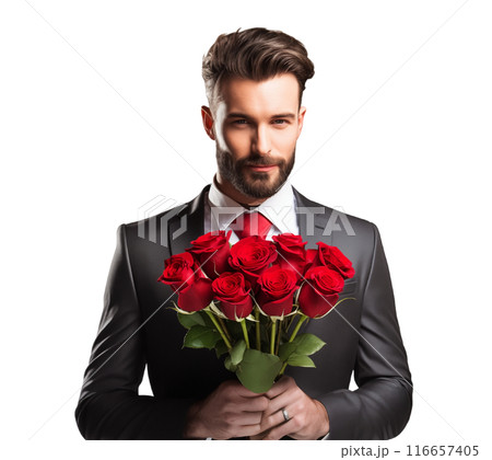 Suave gentleman adorned in a bespoke suit,...のイラスト素材 [116657405] - PIXTA