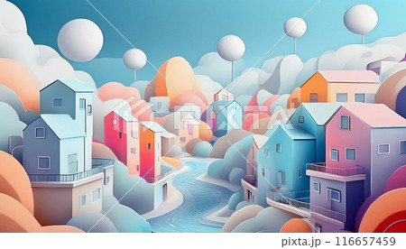 住宅のイラスト,Generative AI,AI画像 116657459