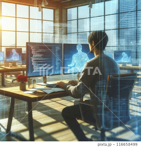 自然光あふれるオフィスでのソフトウェア開発 116658499
