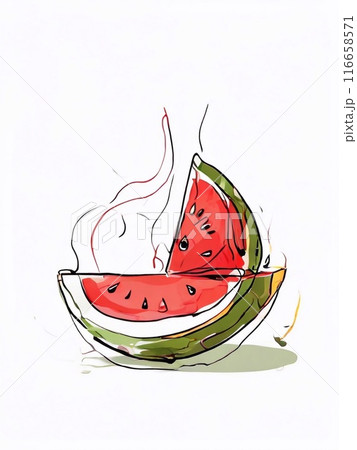 Watermelon red fresh fruit vertical illustration, tasty juice berry 116658571