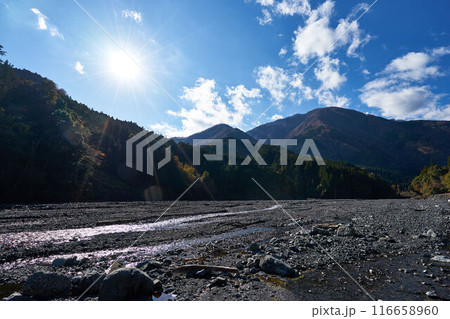 山梨県 大城川砂防ダム上流の紅葉 山梨県 大城川砂防ダム上流の紅葉 116658960