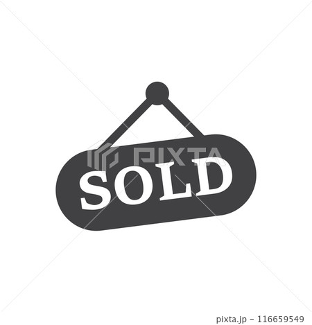 Real estate banner icon in flat style. Sale label vector illustration on isolated background. Sold sign business concept. 116659549