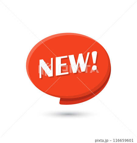 New banner icon in flat style. Arrivals shop vector illustration on isolated background. Fresh product sign business concept. 116659601