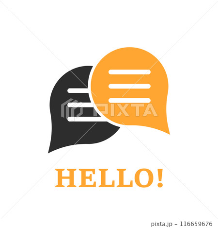 Hello dialogue balloon icon in flat style. Speech bubble vector illustration on isolated background. Comment sign business concept. 116659676