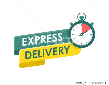 Express delivery icon in flat style. Fast shipping vector illustration on isolated background. Commercial service sign business concept. Express delivery icon in flat style. Fast shipping vector illustration on isolated background. Commercial service sign business concept. 116659951