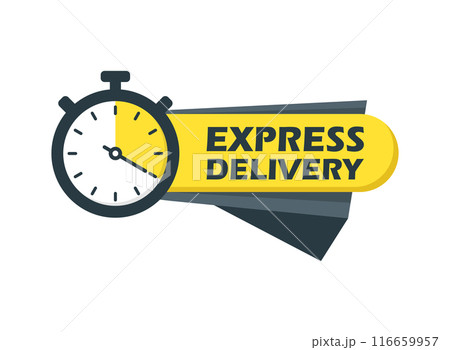 Express delivery icon in flat style. Fast shipping vector illustration on isolated background. Commercial service sign business concept. Express delivery icon in flat style. Fast shipping vector illustration on isolated background. Commercial service sign business concept. 116659957